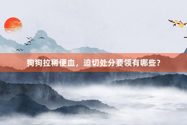 狗狗拉稀便血,迫切处分要领有哪些?